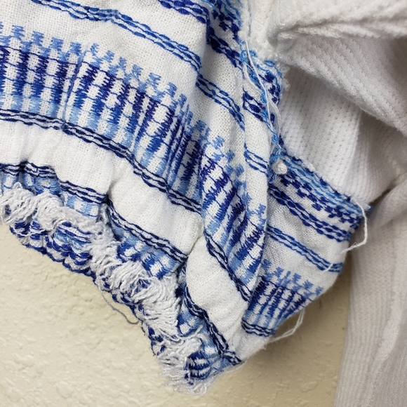 Free People Bohemian Sundae Swing Embroidered Waffle Peasant Blouse Top size L - Picture 8 of 11